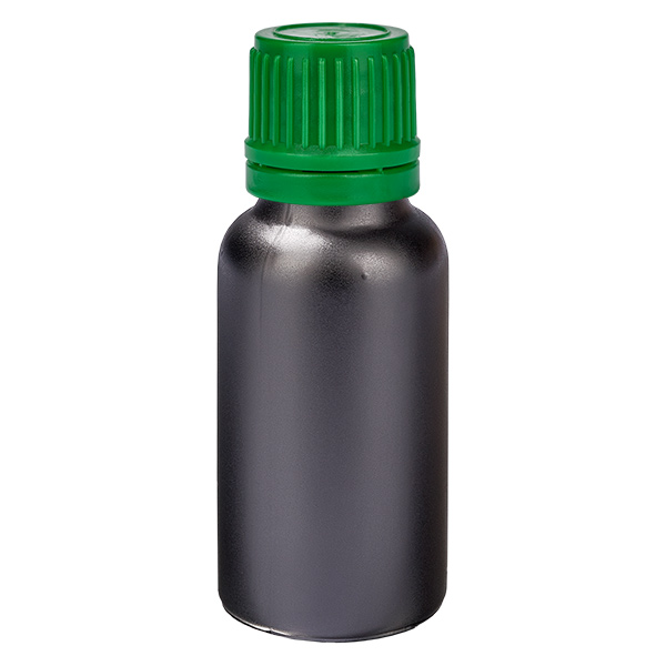 20ml láhev 11mm šroubovací uzávěr zelený uzávěr s ochranou proti manipulaci BlackLine UT18/20 20ml láhev 11mm šroubovací uzávěr zelený uzávěr s ochranou proti manipulaci BlackLine UT18/20
