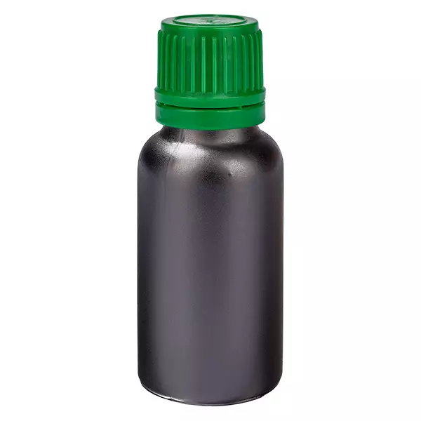 20ml láhev 11mm šroubovací uzávěr zelený uzávěr s ochranou proti manipulaci BlackLine UT18/20 20ml láhev 11mm šroubovací uzávěr zelený uzávěr s ochranou proti manipulaci BlackLine UT18/20
