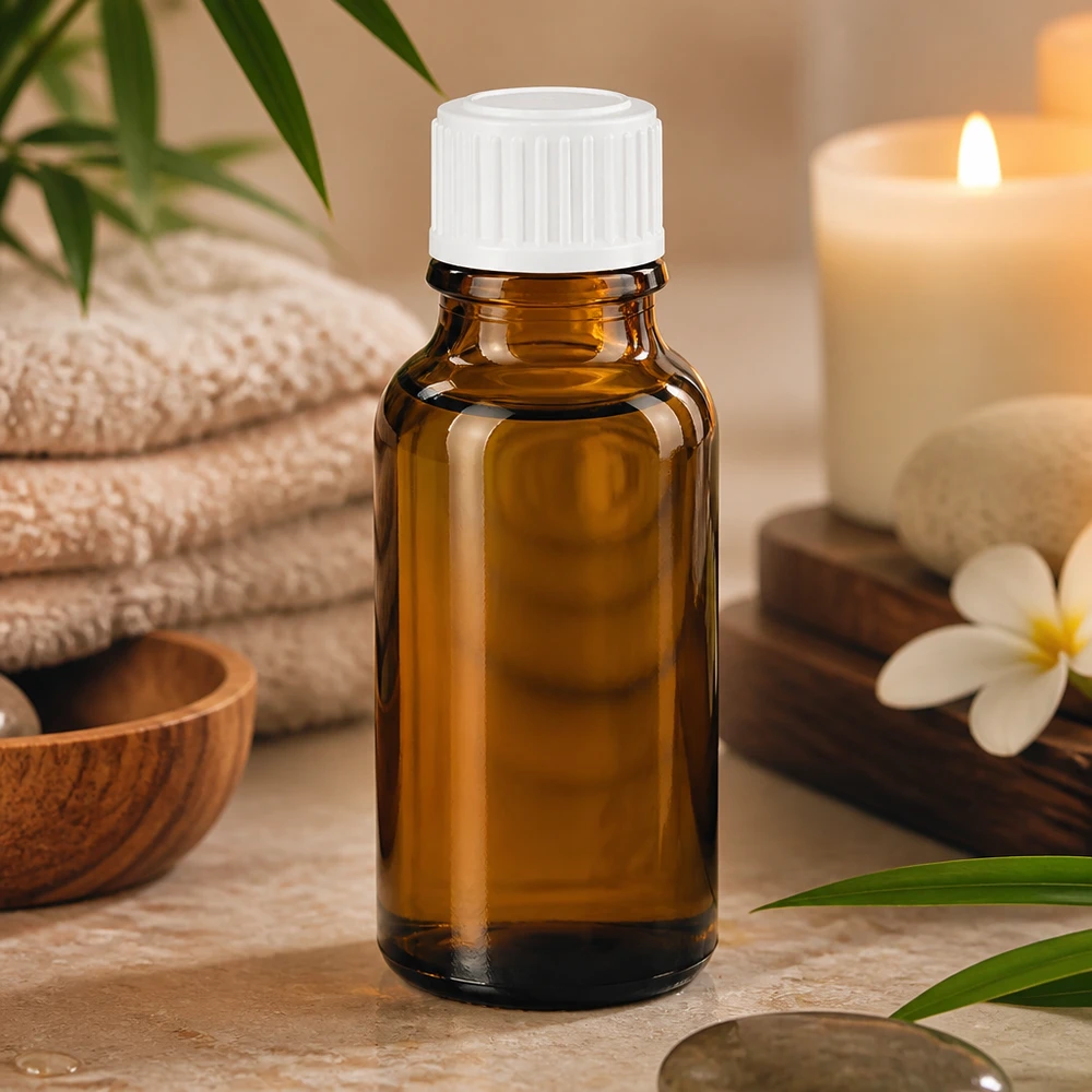 Apothekerflasche Braunglas 20ml weißer Deckel 11mm für Kosmetik Öle Essenzen und Naturprodukte