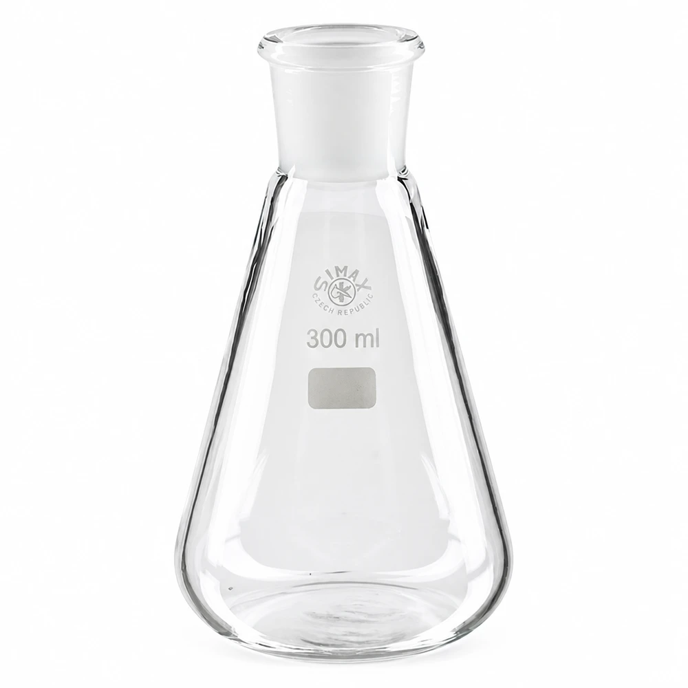 Erlenmeyerova baňka 300ml se standardním broušeným spojem (29/32) Professioneller Glaskolben 300ml mit Normschliff für Labor und Forschung
