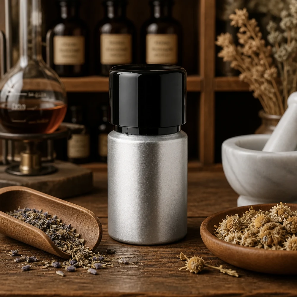 10ml mořená hliníková lahvička se šroubovacím uzávěrem Premium 10ml Aluflasche mit gebeizter Textur - stilvolle Aufbewahrung für Tinkturen und Extrakte