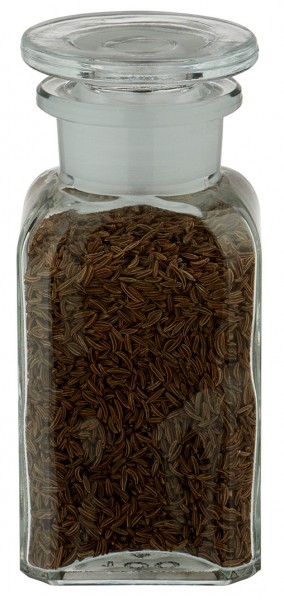 N&#225;pad na sklenici na ko&#345;en&#237;: &#269;tvercov&#225; l&#233;k&#225;rnick&#225; l&#225;hev se &#353;irok&#253;m hrdlem o objemu 100 ml.