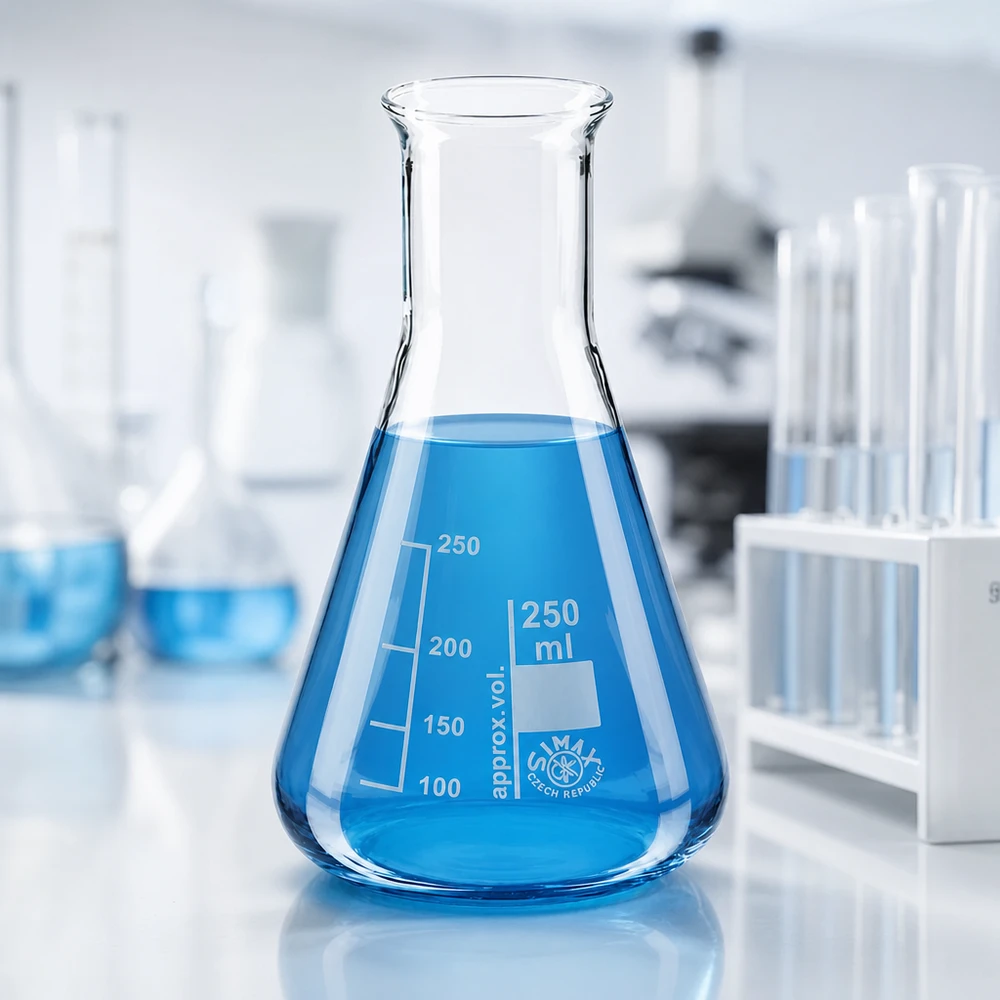 Erlenmeyerova baňka s úzkým hrdlem 250 ml Standardmäßiger Erlenmeyerkolben 250ml mit Enghals-Design für sichere Handhabung von Chemikalien