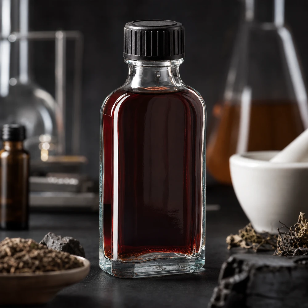 Kleine Klarglasflasche 50 ml Meplat mit EPE-Dichtscheibe ideal für Laborproben und Naturprodukte