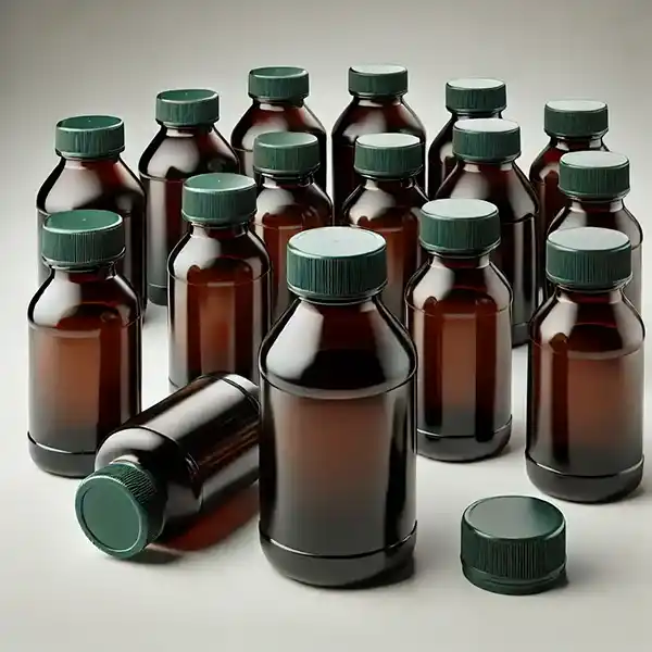 Braune PET-Medizinflaschen grüner Verschluss