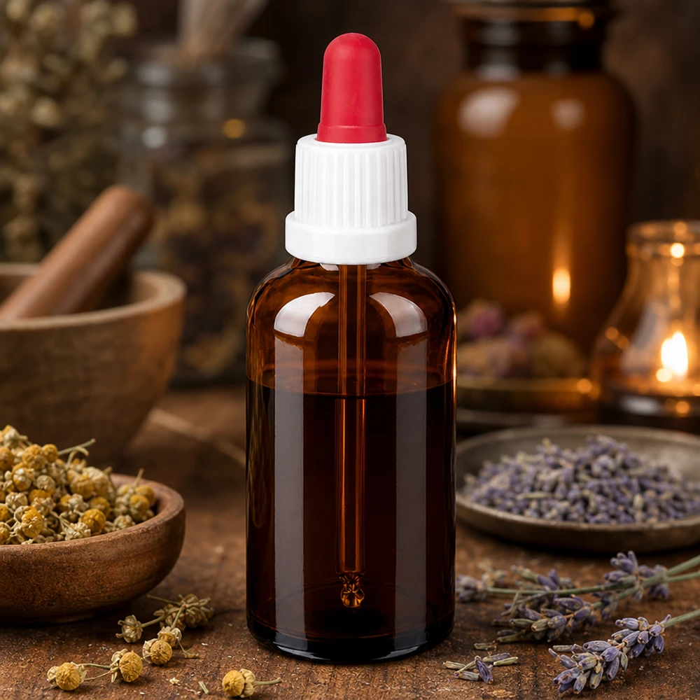 50ml pipetovací láhev bílá/červený uzávěr s ochranou proti manipulaci BrownLine UT18/50 Kleine 50ml Glasflasche mit Tropfpipette perfekt für Reisen und mobile Anwendungen unterwegs