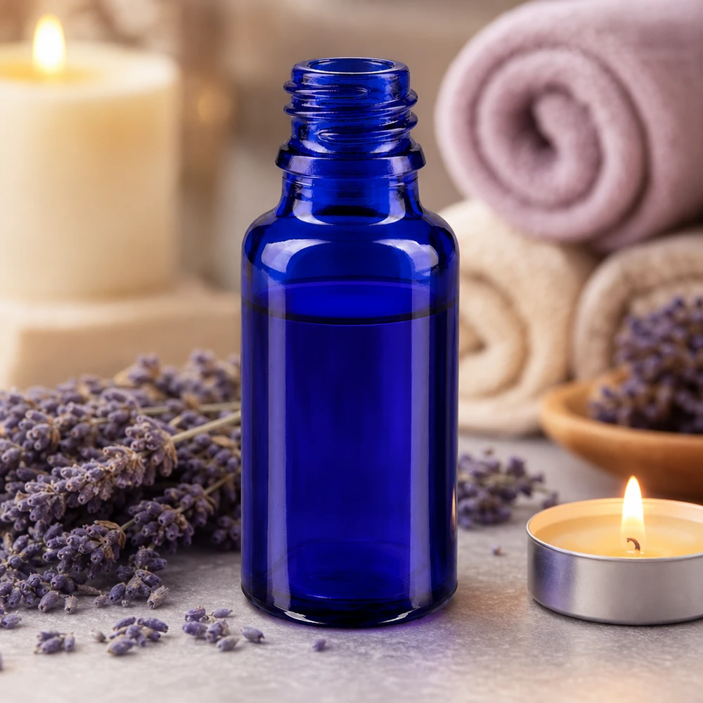 Lahvička s kapátkem 20ml DIN 18 BLAUGLAS Klassische blaue 20ml ApoGlas Flasche im Vintage-Design für Heilpraktiker und Therapeuten