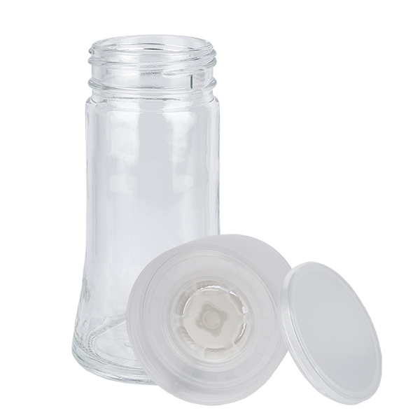Sklenice na sůl/koření 95ml s mlýnkem (hrubým) bílá Sklenice na sůl/koření 95ml s mlýnkem (hrubým) bílá