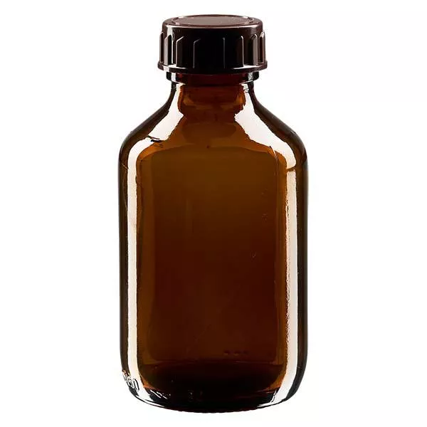 Lahvička na léky 150ml hnědá, s hnědým uzávěrem ApoGlas