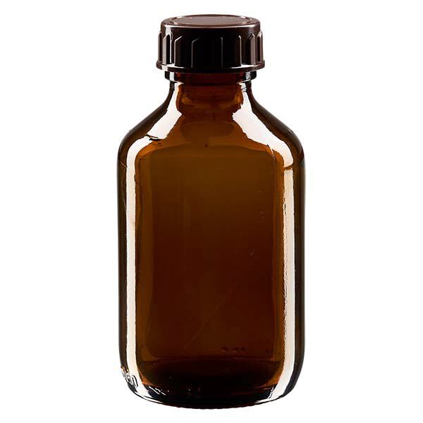 Lahvička na léky 150ml hnědá, s hnědým uzávěrem ApoGlas Lahvička na léky 150ml hnědá, s hnědým uzávěrem ApoGlas