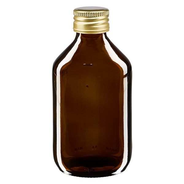 250ml lahvička na léky hnědá, se zlatým hliníkovým uzávěrem ApoGlas 250ml lahvička na léky hnědá, se zlatým hliníkovým uzávěrem ApoGlas