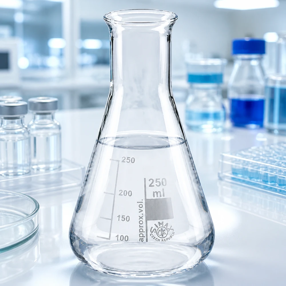Erlenmeyerova baňka s úzkým hrdlem 250 ml Wissenschaftlicher Glaskolben 250ml mit schmalem Hals für kontrollierte Reaktionen