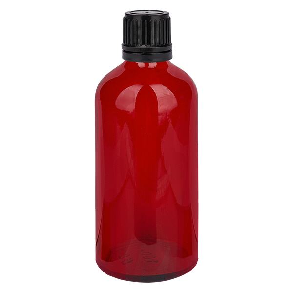 Láhev 100ml globule 8mm nalévací kroužek černý uzávěr s ochranou proti manipulaci RedL. UT18/100 Láhev 100ml globule 8mm nalévací kroužek černý uzávěr s ochranou proti manipulaci RedL. UT18/100