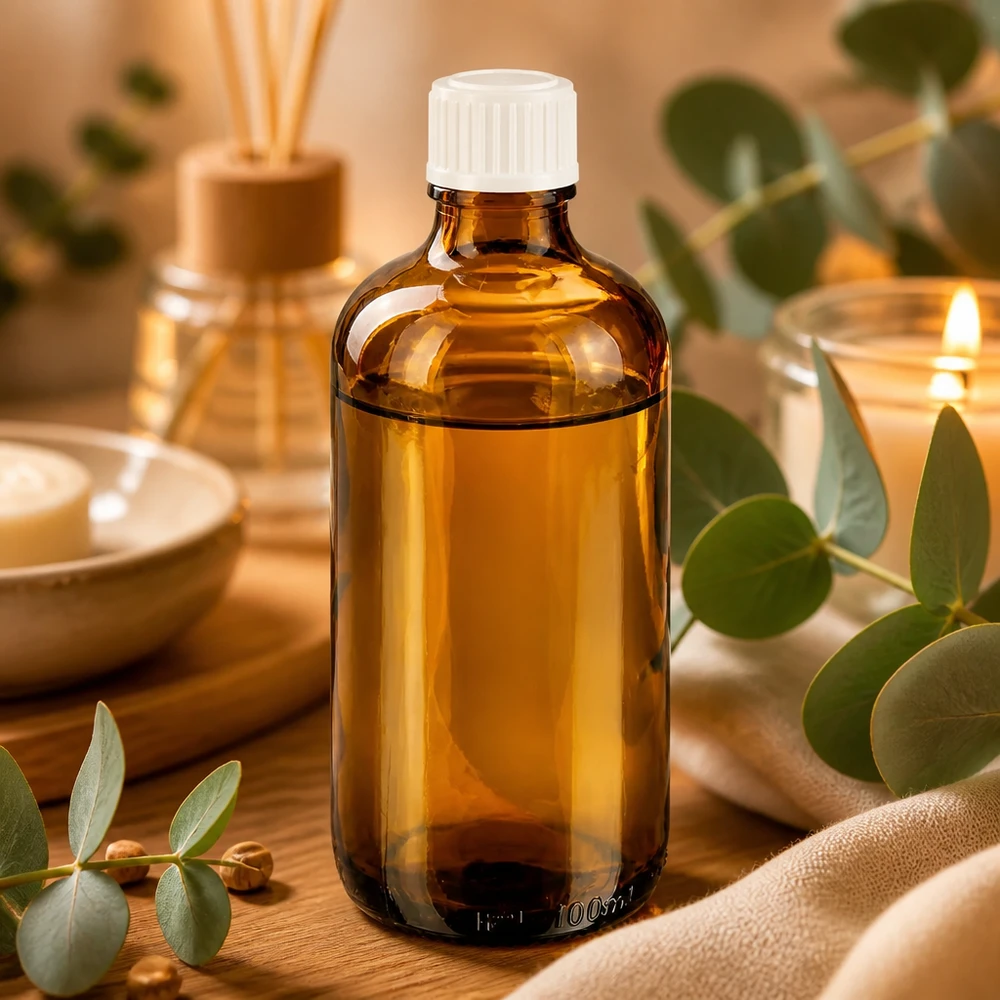 Braunglasflacon 100ml mit weißem Dosierverschluss ideal für Aromatherapie und Öle