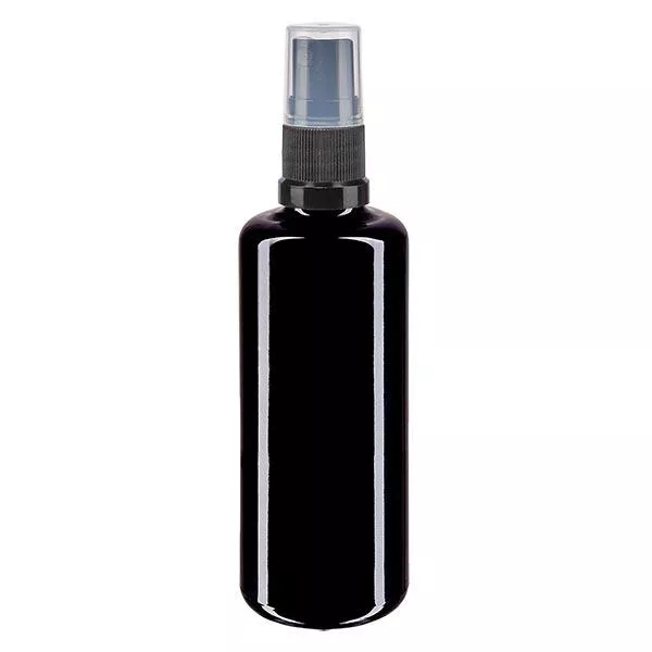 Lékárenská lahvička violet 100ml sprejový nástavec černá Lékárenská lahvička violet 100ml sprejový nástavec černá