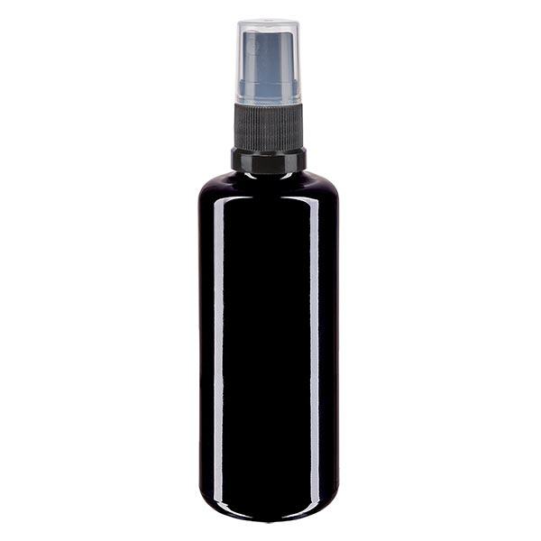 Lékárenská lahvička violet 100ml sprejový nástavec černá Lékárenská lahvička violet 100ml sprejový nástavec černá