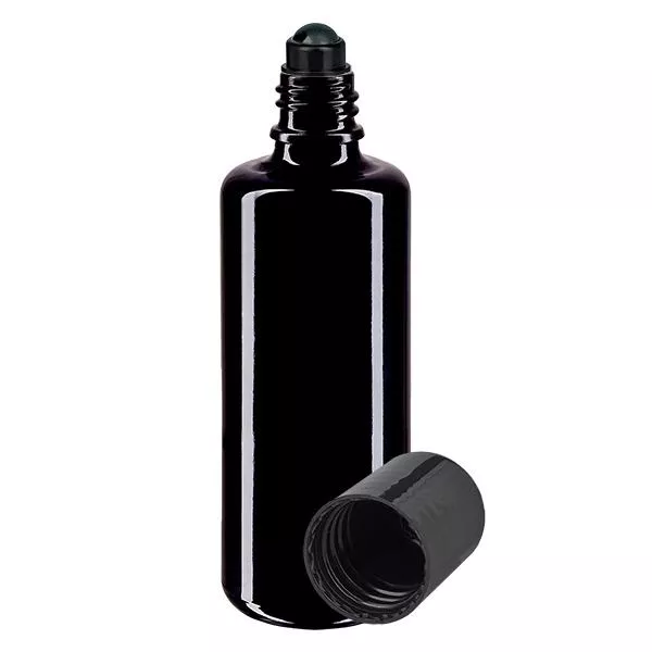 Lékárenská lahvička viol 100ml roll-on uzávěr černá