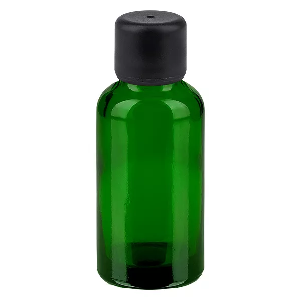 30ml láhev 11mm šroubovací uzávěr černý tamper evidentní uzávěr GreenLine UT18/30 30ml láhev 11mm šroubovací uzávěr černý tamper evidentní uzávěr GreenLine UT18/30