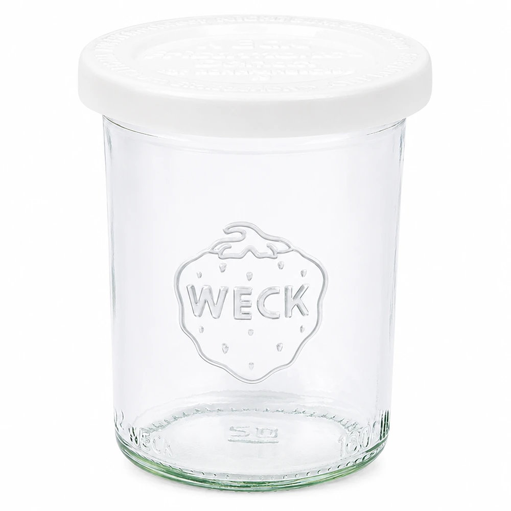 WECK 160ml Sturzglas mit weißem Frischedeckel RR60 - Einmachglas aus klarem Glas mit WECK Logo