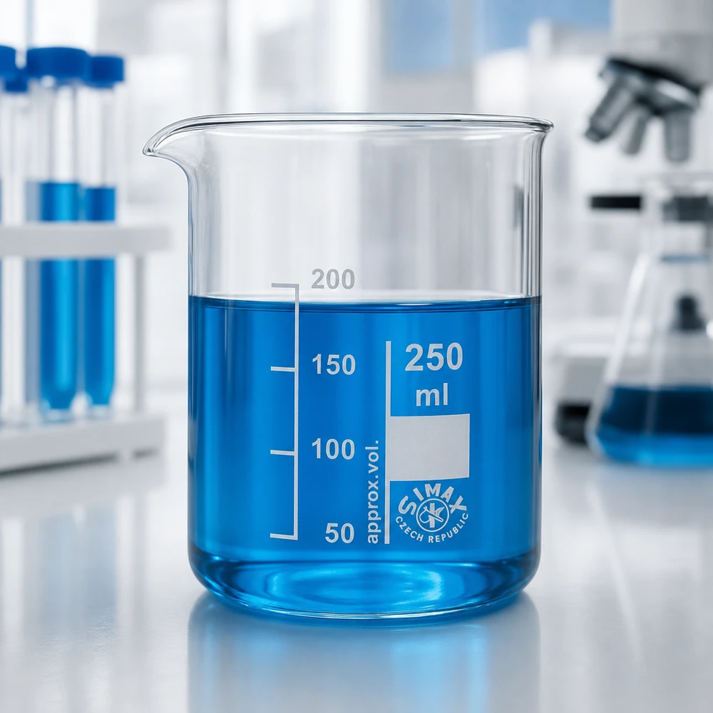 Chemiebecher 250ml aus robustem Borosilikatglas mit Schnabel für präzises Dosieren von Flüssigkeiten