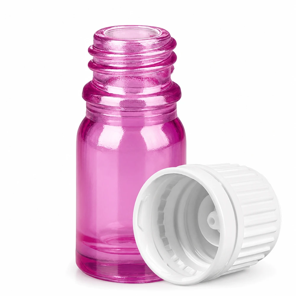 Violette 5ml Glasflasche mit 11mm Öffnung und weißem SV-Verschluss für sichere Aufbewahrung