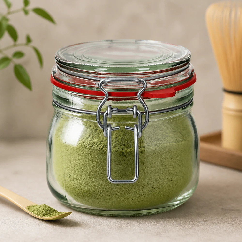 Skladovací dóza o objemu 634 ml s gumovým kroužkem a výkyvným víčkem UNiTWIST. 634ml Küchenvorratsglas mit traditionellem Weckglas Design für nostalgische Kücheneinrichtung