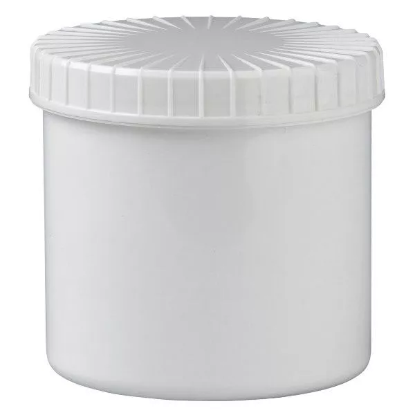 Bílá šroubovací sklenice 375 ml s drážkovaným víčkem Bílá šroubovací sklenice 375 ml s drážkovaným víčkem
