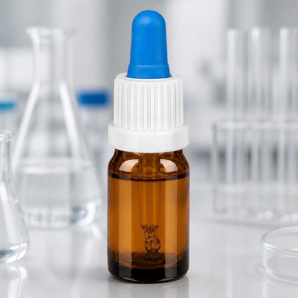 5ml pipetovací láhev bílá/modrý uzávěr s ochranou proti manipulaci BrownLine UT18/5 Kompakte Glasflasche 5ml braun mit hygienischem Tropfsystem für sterile Lösungen