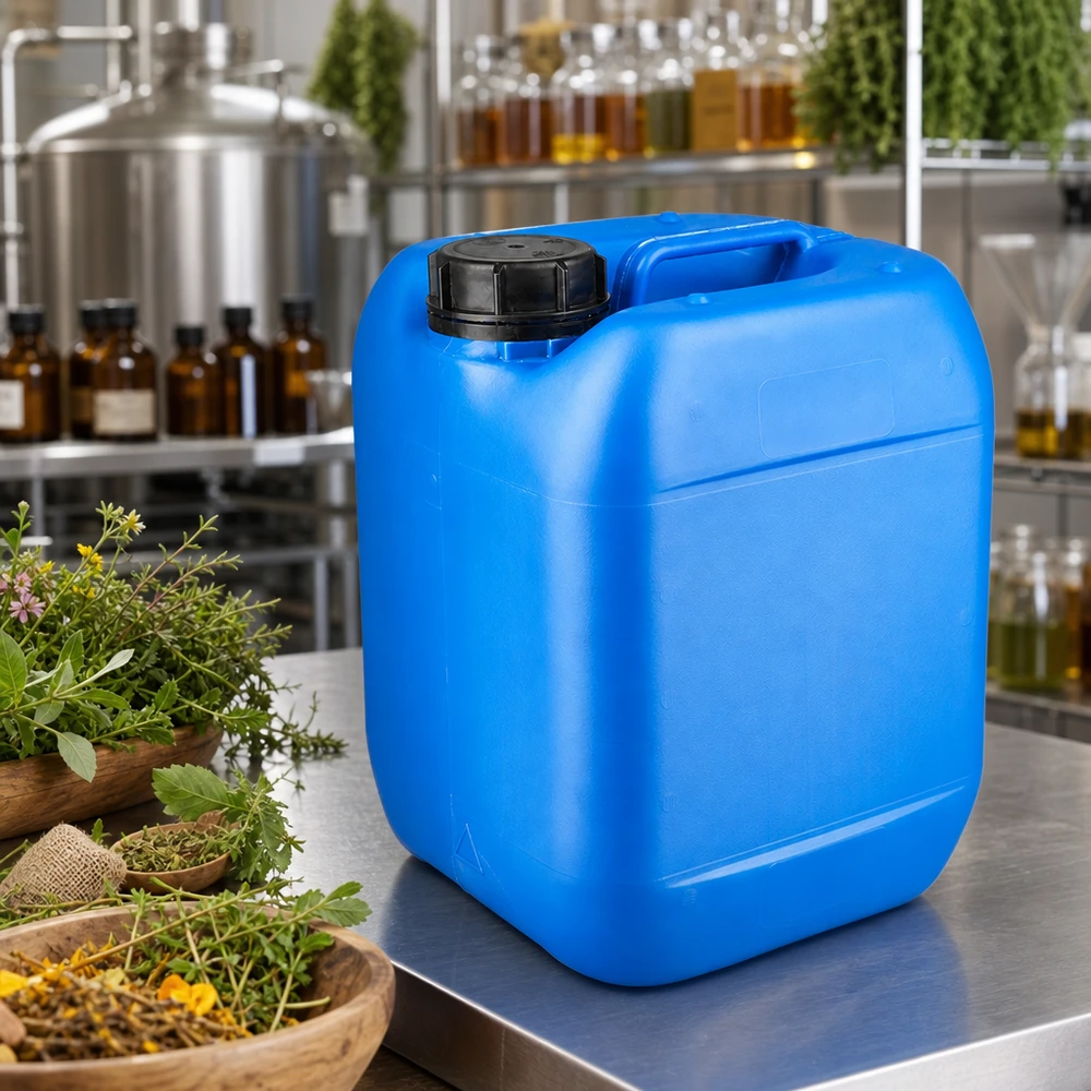 Kanystr 5 litrů modrý se šroubovacím uzávěrem s pojistkou proti manipulaci. Kompakter 5 Liter Kanister blau mit OV Verschluss für Labor und Naturkosmetik