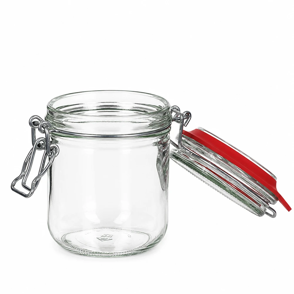 400ml zavařovací sklenice s gumovým kroužkem a výkyvným víčkem UNiTWIST. Vielseitiges Aufbewahrungsglas 400ml mit Gummiring und Drahtbügel für frische Lebensmittellagerung
