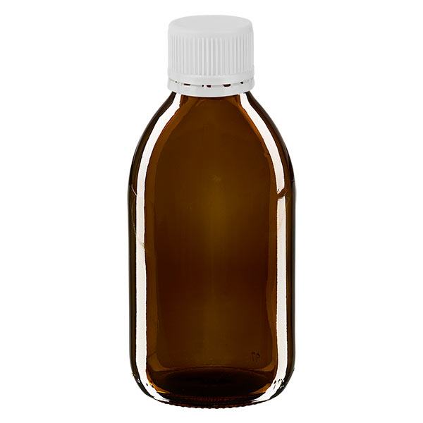 250ml lahvička na léky hnědá, bílý uzávěr s kroužkem proti neoprávněné manipulaci ApoGlas. 250ml lahvička na léky hnědá, bílý uzávěr s kroužkem proti neoprávněné manipulaci ApoGlas.