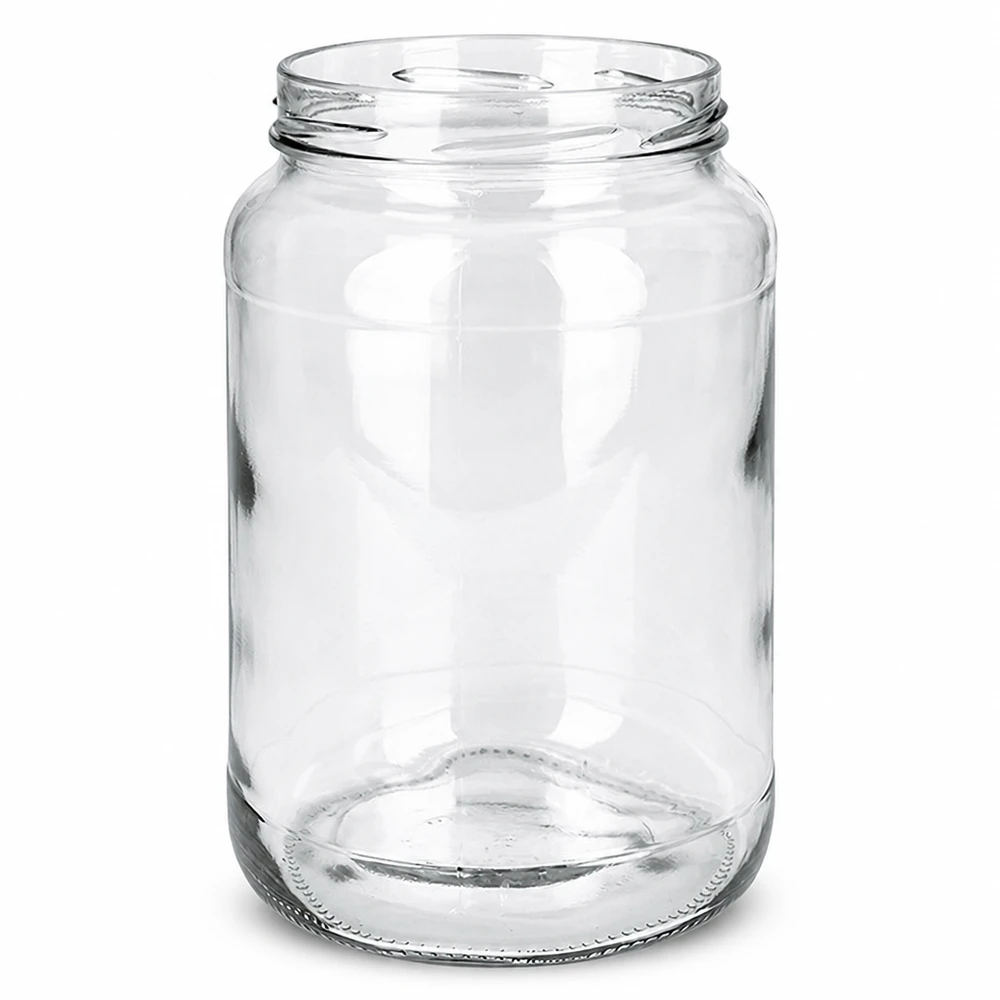 Kulatá nádoba o objemu 1700 ml bez víčka (TO100) UNiTWIST Leeres UNiTWIST Runda1700 Sturzglas 1700ml TO100 Einmachglas transparent ohne Deckel auf weißem Hintergrund