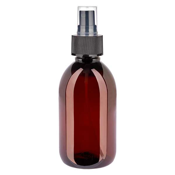 PET láhev 250ml s rozprašovačem černá PET láhev 250ml s rozprašovačem černá