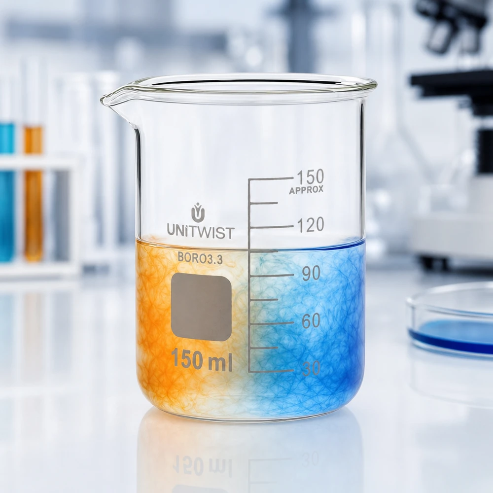 Kádinka 150ml borosilikátová, nízká forma UNiTWIST UNiTwist Laborglas 150ml niedrige Form Borosilikat 3.3 mit Ausguss und Skalierung