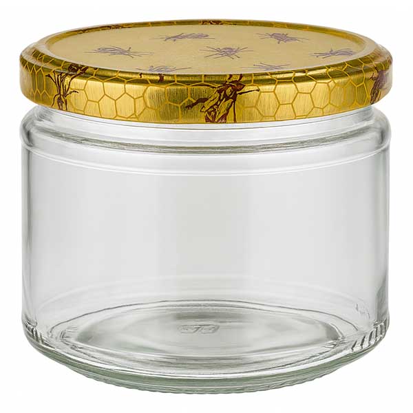 330ml kulatá sklenice + víčko BasicSeal honeycomb UNiTWIST.