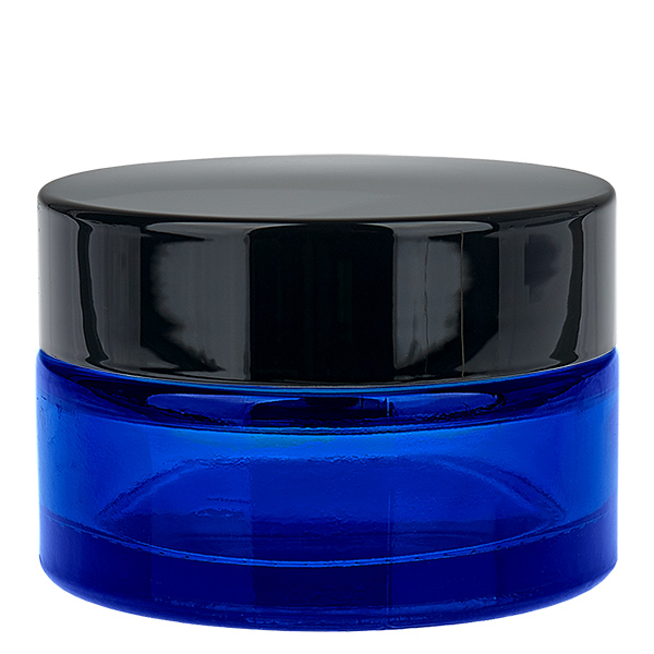 Skleněná dóza 20 ml modrá s vkládacím víčkem UNiTWIST. Skleněná dóza 20 ml modrá s vkládacím víčkem UNiTWIST.