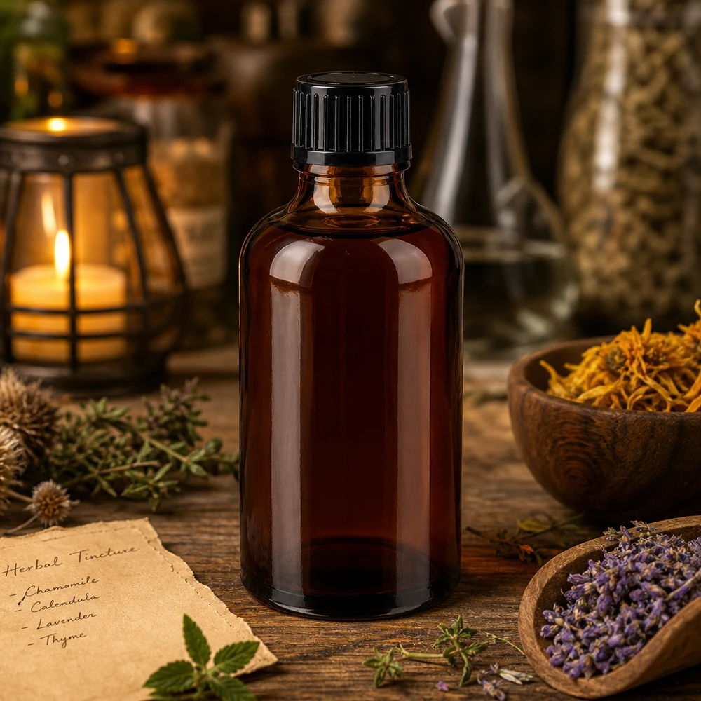 Lékárenská láhev hnědá 50ml se šroubovacím uzávěrem černá standardní Bauchige 50ml Apothekerfl aus Braunglas mit 11mm Schraubverschluss für Pflanzenauszüge