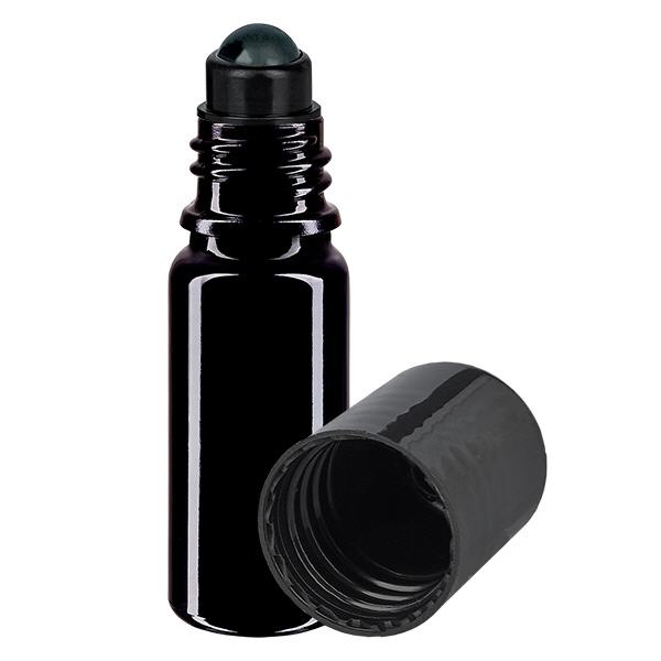 Lékárenská lahvička fialová 10ml roll-on uzávěr černá Lékárenská lahvička fialová 10ml roll-on uzávěr černá