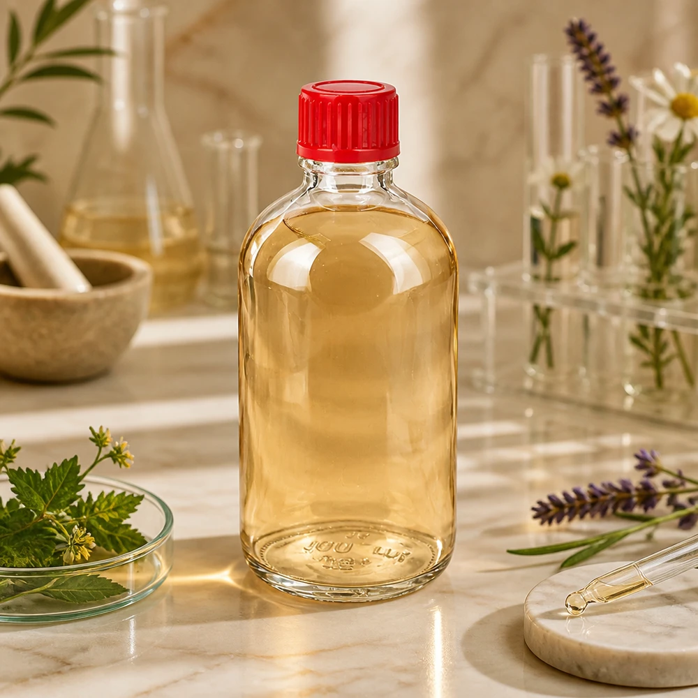 Transparente Rundflasche 100ml SV rot 11mm ClearLine UT18/100 botanisches Aromatherapie Labor