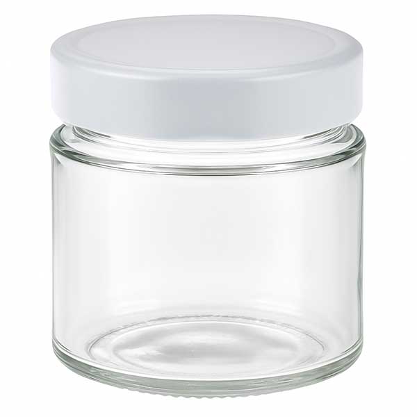 135ml kulatá sklenice + víčko BasicSeal bílé hluboké UNiTWIST