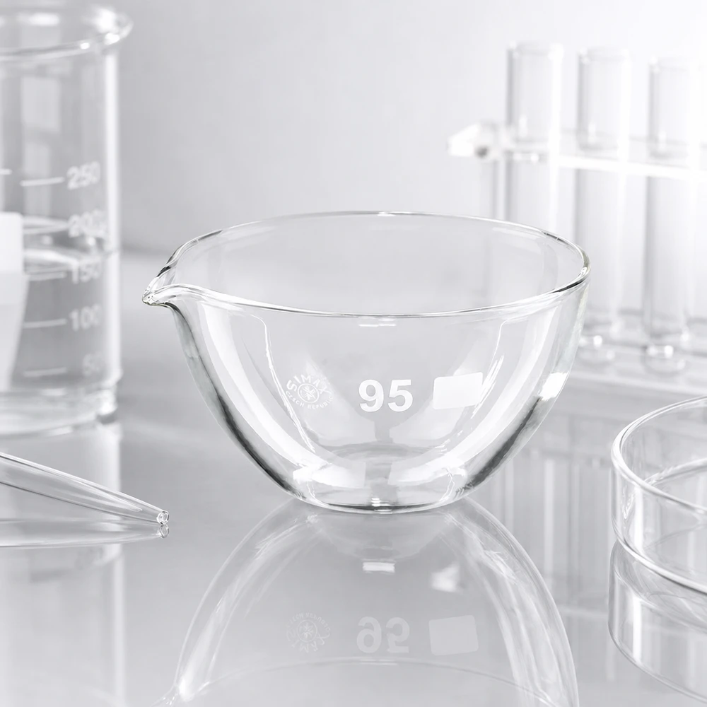 170ml odpařovací miska s borosilikátovou výlevkou ø95mm Säurebeständige Abdampfschale 170ml mit Ausguss für analytische Chemie