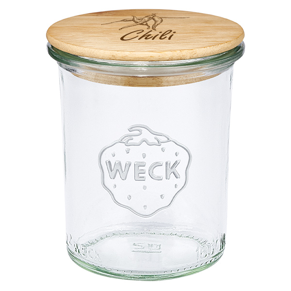 Couvercle en bois "Chilli" avec WECK verre à pied 160ml Couvercle en bois "Chilli" avec WECK verre à pied 160ml