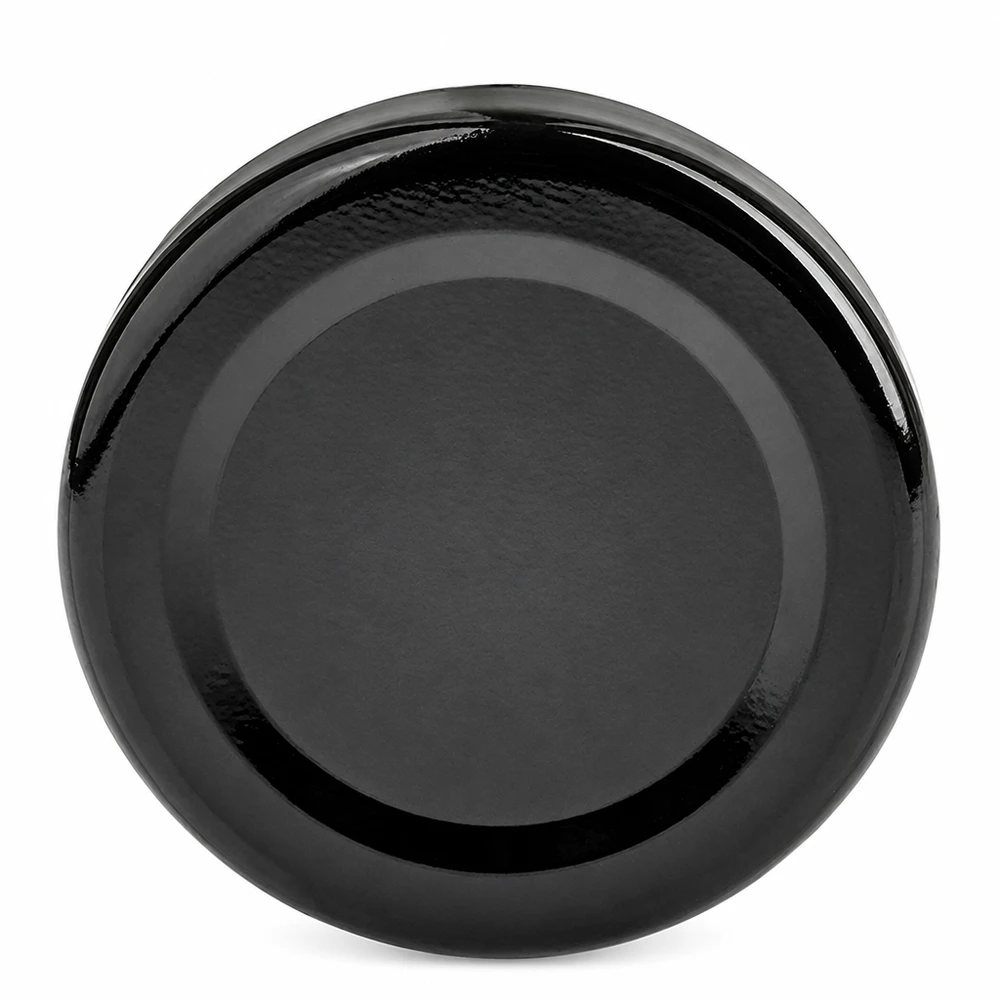 48mm víko BasicSeal černé (TO48) UNiTWIST 48 mm šroubovací uzávěr BasicSeal, černý, TO48 od UNiTWIST – pohled shora na bílém pozadí