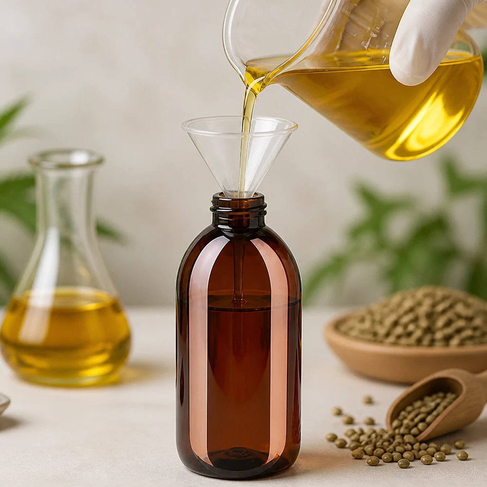 PET láhev 250ml s bílým rýhovaným uzávěrem s možností manipulace. Hnědá plastová PET láhev o objemu 250 ml s rýhovaným bílým uzávěrem zajišťujícím neporušenost balení, určená pro oleje