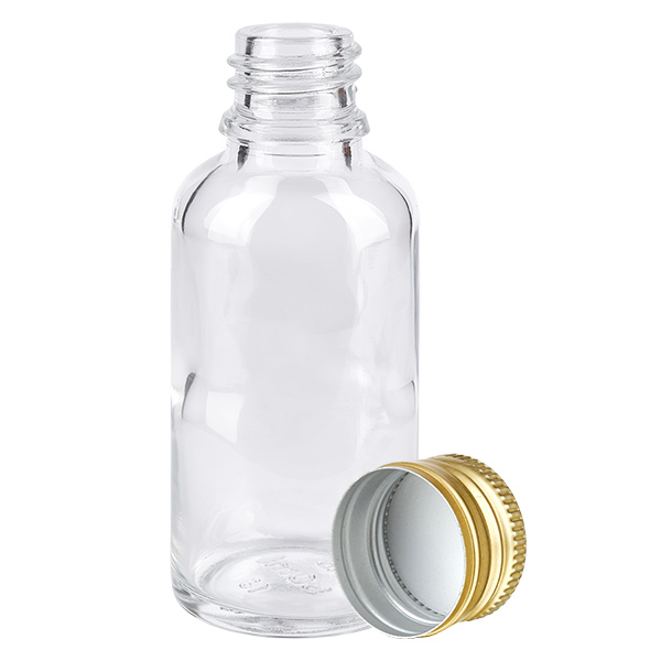 30ml lahvička 11mm šroubovací uzávěr Alu-Gold Standard ClearLine UT18/30 30ml lahvička 11mm šroubovací uzávěr Alu-Gold Standard ClearLine UT18/30