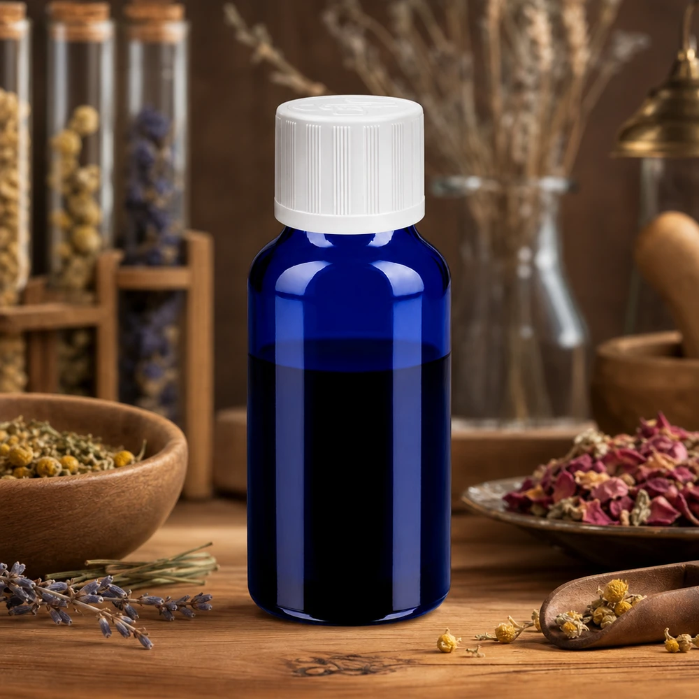 Medizinische 20ml Flasche in Kobaltblau mit hygienischem Verschluss für sterile Lagerung
