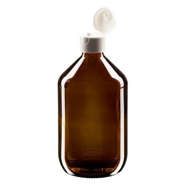 Lahvička na léky 500ml hnědá, s flip-top uzávěrem ApoGlas Lahvička na léky 500ml hnědá, s flip-top uzávěrem ApoGlas