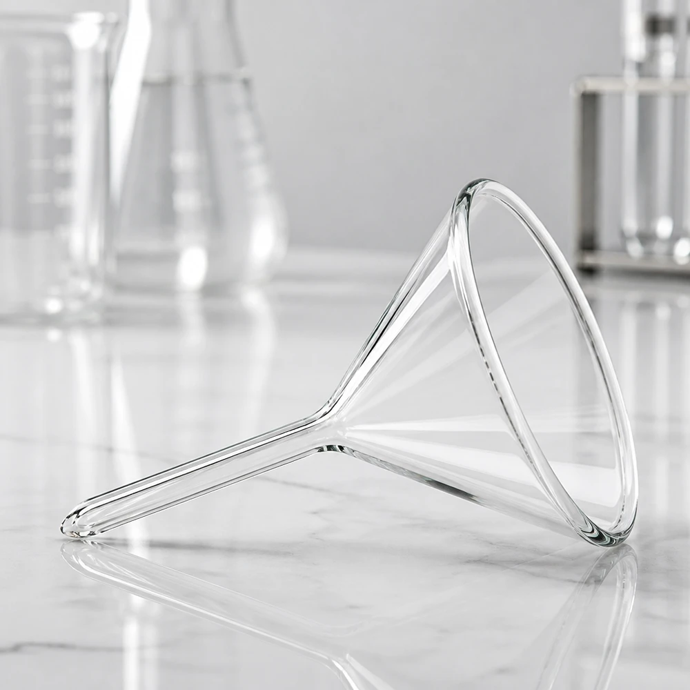 Analytischer Glastrichter 40mm mit optimiertem Durchfluss und professioneller Laborqualität