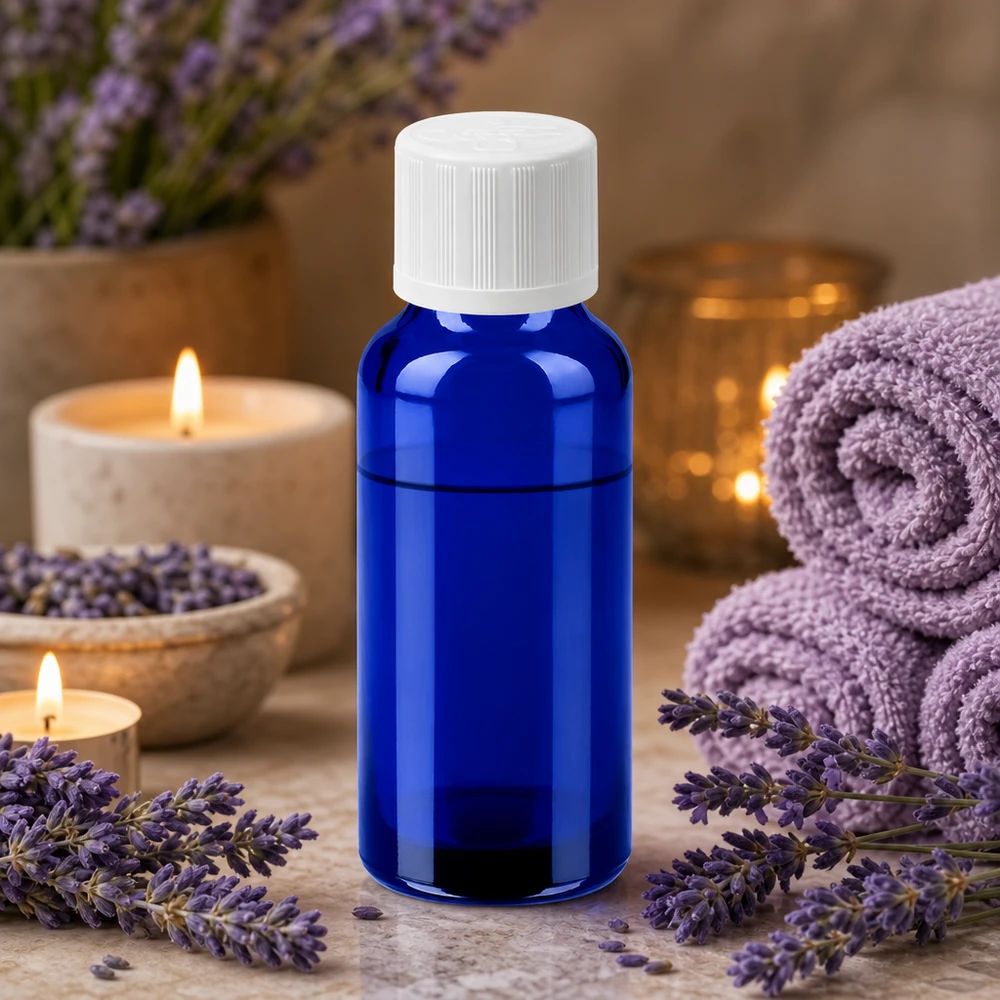Stilvolle blaue 20ml Flasche mit weißem Deckel perfekt für DIY-Kosmetik und Mischungen