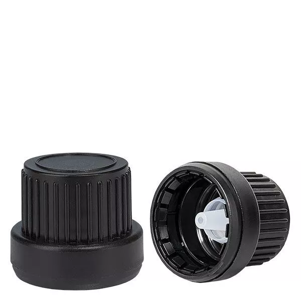 Kapací uzávěr 2mm horní černý 18mm s uzávěrem proti neoprávněné manipulaci. Kapací uzávěr 2mm horní černý 18mm s uzávěrem proti neoprávněné manipulaci.